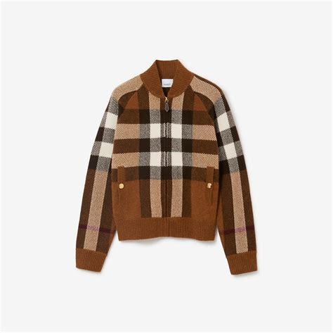 wool cashmere bomber jacket burberry|check cashmere bomber jacket women.